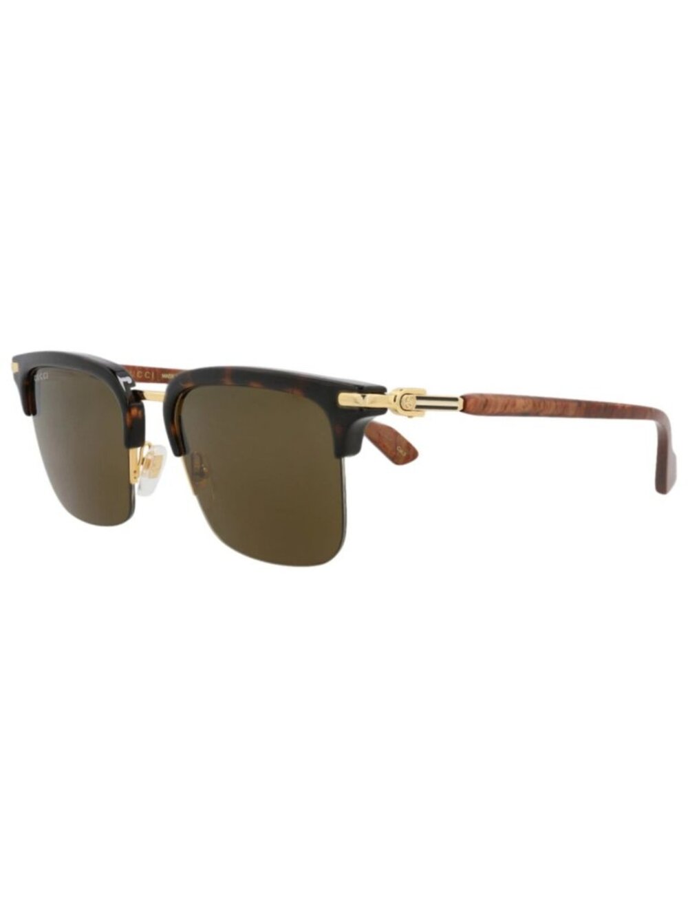New Gucci Women's Sunglasses Square Rectangle Metal Frame Mens Gold Brown Brown